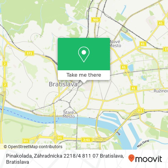Pinakolada, Záhradnícka 2218 / 4 811 07 Bratislava mapa