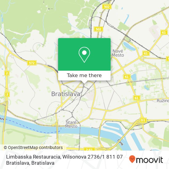 Limbasska Restauracia, Wilsonova 2736 / 1 811 07 Bratislava mapa