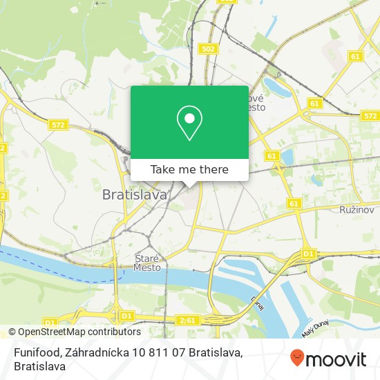 Funifood, Záhradnícka 10 811 07 Bratislava mapa