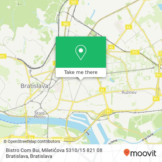 Bistro Com Bui, Miletičova 5310 / 15 821 08 Bratislava mapa