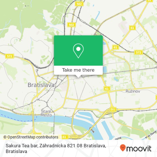 Sakura Tea bar, Záhradnícka 821 08 Bratislava mapa