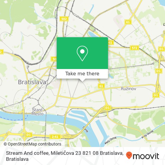 Stream And coffee, Miletičova 23 821 08 Bratislava mapa
