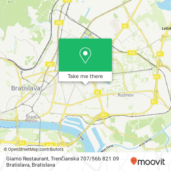Giamo Restaurant, Trenčianska 707 / 56b 821 09 Bratislava mapa