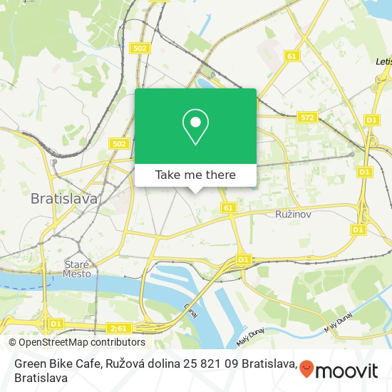 Green Bike Cafe, Ružová dolina 25 821 09 Bratislava mapa