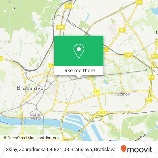 Skiny, Záhradnícka 64 821 08 Bratislava mapa