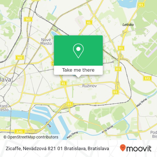 Zicaffe, Nevädzová 821 01 Bratislava mapa