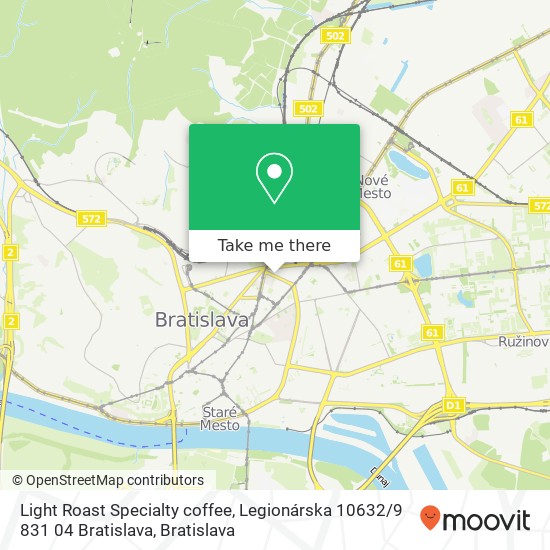 Light Roast Specialty coffee, Legionárska 10632 / 9 831 04 Bratislava mapa