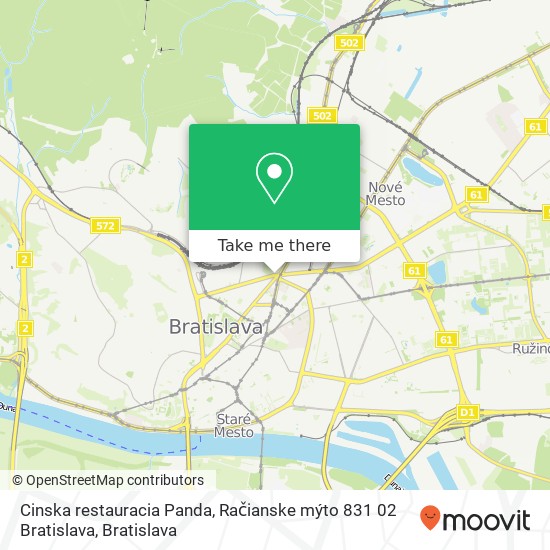 Cinska restauracia Panda, Račianske mýto 831 02 Bratislava mapa