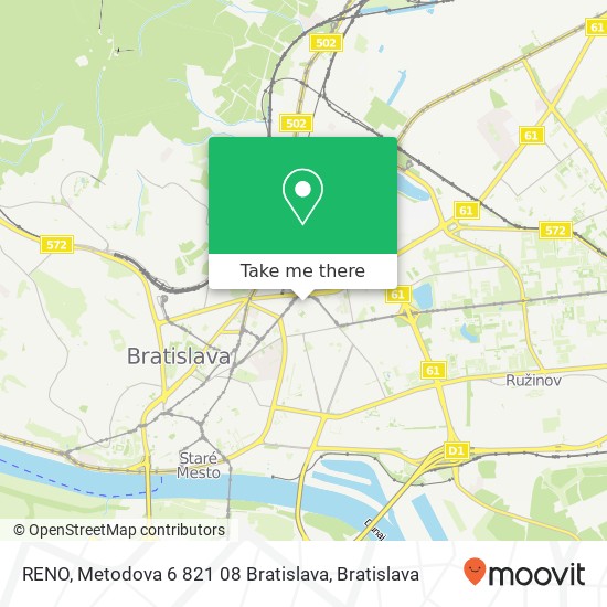 RENO, Metodova 6 821 08 Bratislava mapa