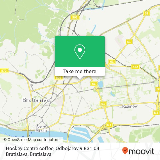 Hockey Centre coffee, Odbojárov 9 831 04 Bratislava mapa