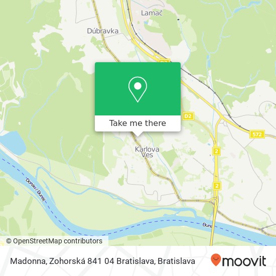 Madonna, Zohorská 841 04 Bratislava mapa