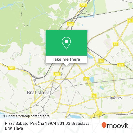 Pizza Sabato, Priečna 199 / 4 831 03 Bratislava mapa