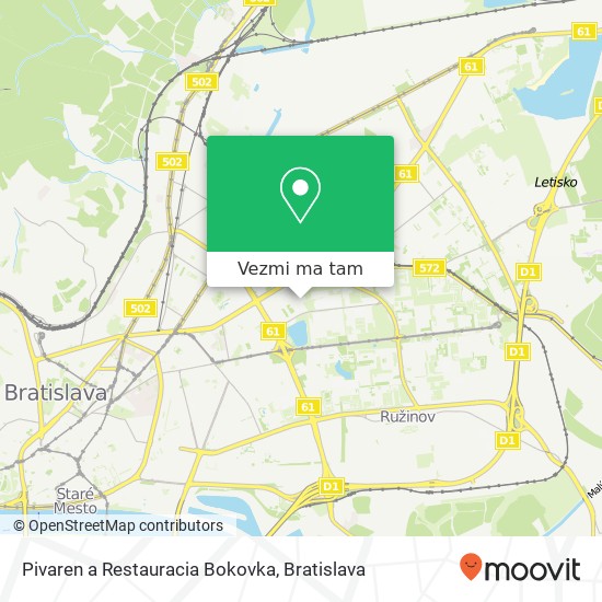 Pivaren a Restauracia Bokovka, Sabinovská 7 821 01 Bratislava mapa