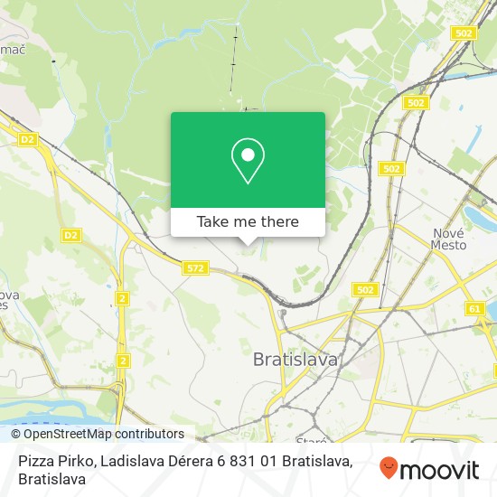 Pizza Pirko, Ladislava Dérera 6 831 01 Bratislava mapa