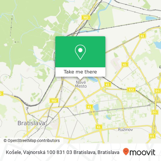 Košele, Vajnorská 100 831 03 Bratislava mapa