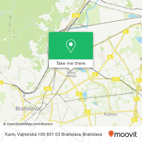 Karin, Vajnorská 100 831 03 Bratislava mapa