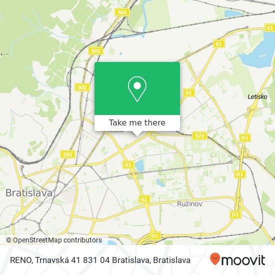 RENO, Trnavská 41 831 04 Bratislava mapa