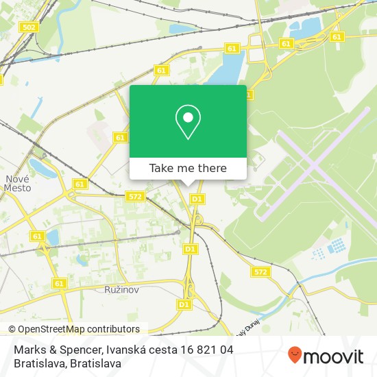 Marks & Spencer, Ivanská cesta 16 821 04 Bratislava mapa