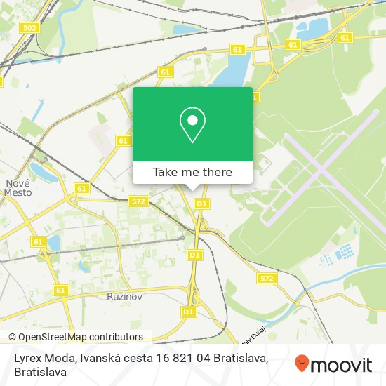 Lyrex Moda, Ivanská cesta 16 821 04 Bratislava mapa