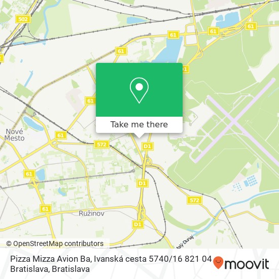 Pizza Mizza Avion Ba, Ivanská cesta 5740 / 16 821 04 Bratislava mapa