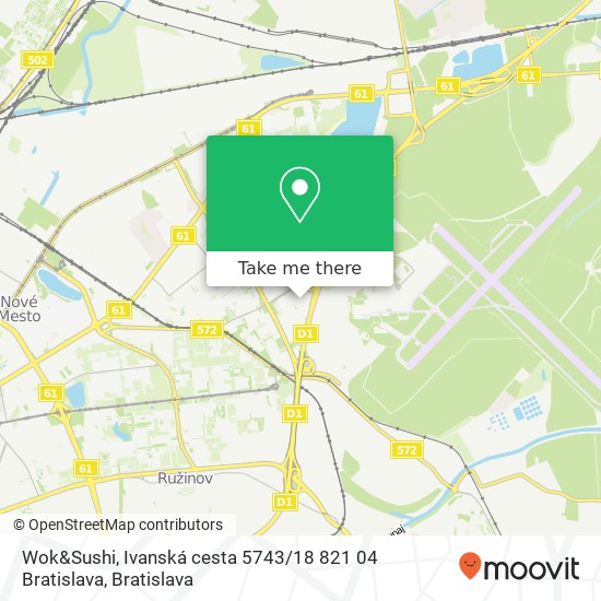 Wok&Sushi, Ivanská cesta 5743 / 18 821 04 Bratislava mapa
