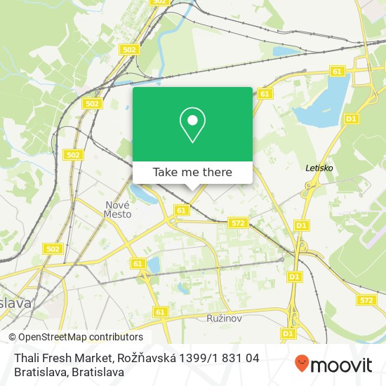 Thali Fresh Market, Rožňavská 1399 / 1 831 04 Bratislava mapa