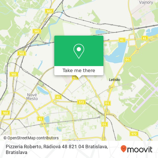 Pizzeria Roberto, Rádiová 48 821 04 Bratislava mapa