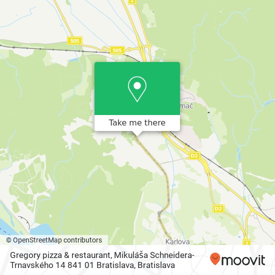 Gregory pizza & restaurant, Mikuláša Schneidera-Trnavského 14 841 01 Bratislava mapa