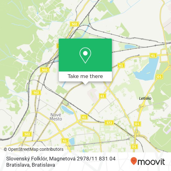 Slovenský Folklór, Magnetová 2978 / 11 831 04 Bratislava mapa