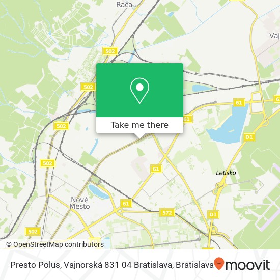 Presto Polus, Vajnorská 831 04 Bratislava mapa