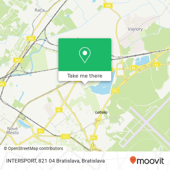 INTERSPORT, 821 04 Bratislava mapa
