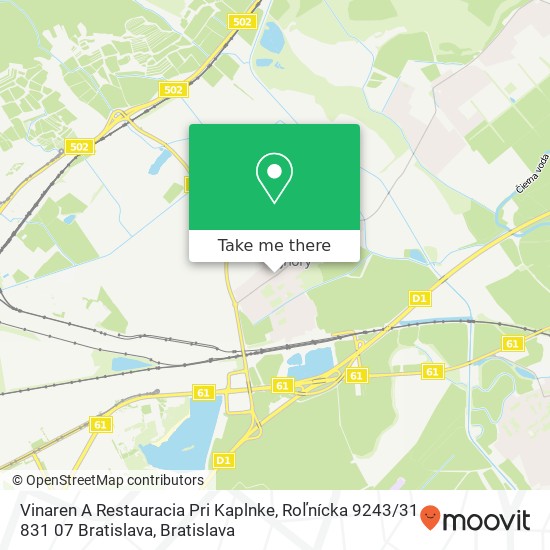 Vinaren A Restauracia Pri Kaplnke, Roľnícka 9243 / 31 831 07 Bratislava mapa