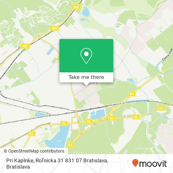 Pri Kaplnke, Roľnícka 31 831 07 Bratislava mapa