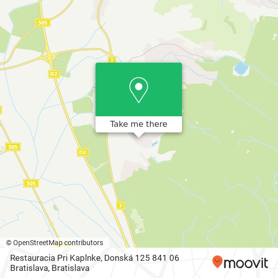 Restauracia Pri Kaplnke, Donská 125 841 06 Bratislava mapa