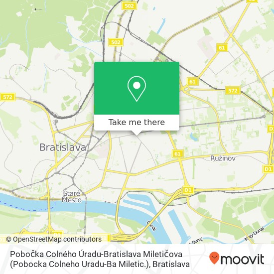 Pobočka Colného Úradu-Bratislava Miletičova (Pobocka Colneho Uradu-Ba Miletic.) mapa