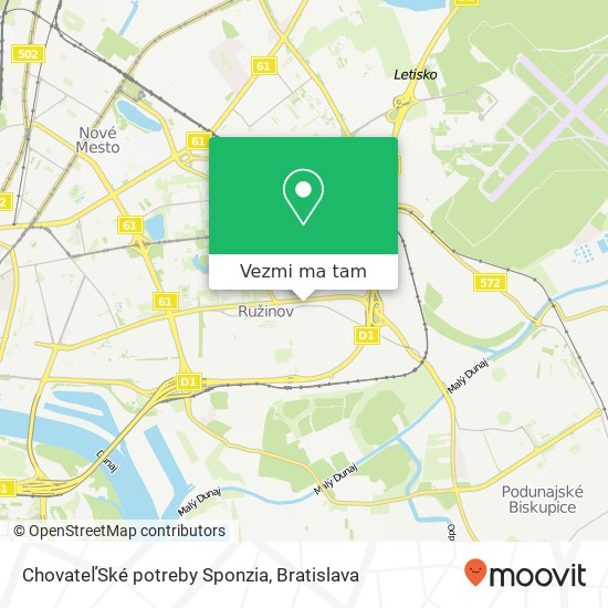 ChovateľSké potreby Sponzia mapa