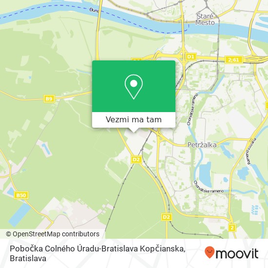 Pobočka Colného Úradu-Bratislava Kopčianska mapa