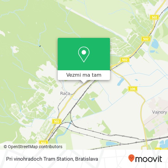 Pri vinohradoch Tram Station mapa