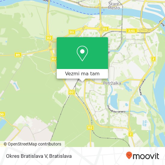 Okres Bratislava V mapa