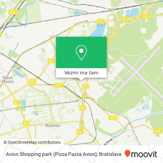 Avion Shopping park (Pizza Pazza Avion) mapa