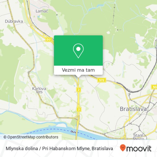 Mlynska dolina / Pri Habanskom Mlyne mapa