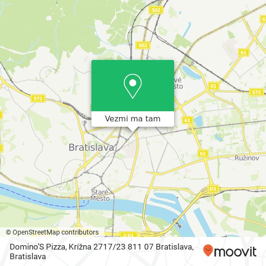 Domino’S Pizza, Krížna 2717 / 23 811 07 Bratislava mapa