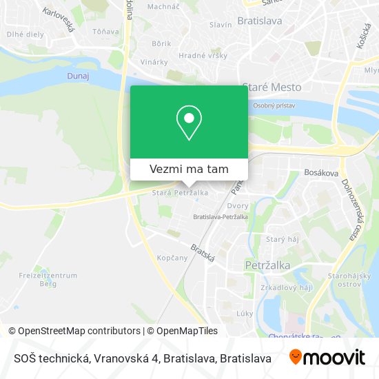 SOŠ technická, Vranovská 4, Bratislava mapa