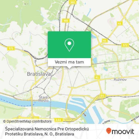 Špecializovaná Nemocnica Pre Ortopedickú Protetiku Bratislava, N. O. mapa