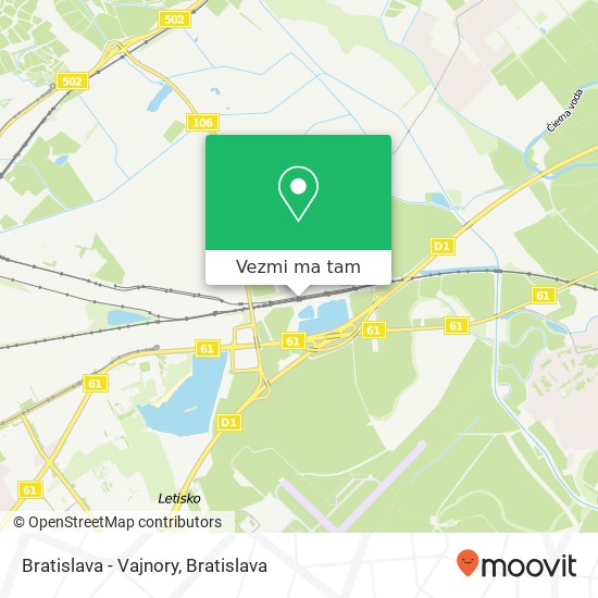 Bratislava - Vajnory mapa