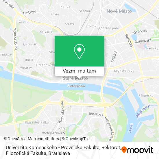 Univerzita Komenského - Právnická Fakulta, Rektorát, Filozofická Fakulta mapa