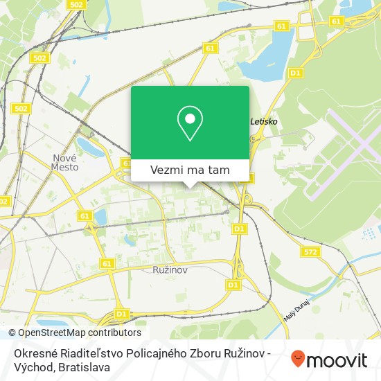 Okresné Riaditeľstvo Policajného Zboru Ružinov - Východ mapa