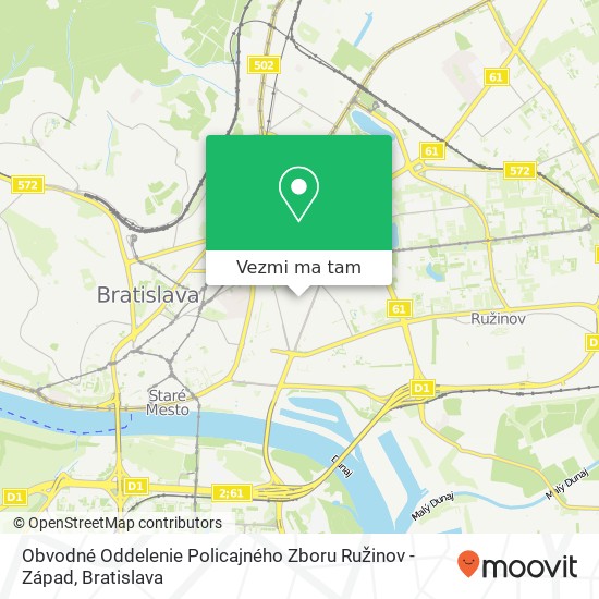 Obvodné Oddelenie Policajného Zboru Ružinov - Západ mapa