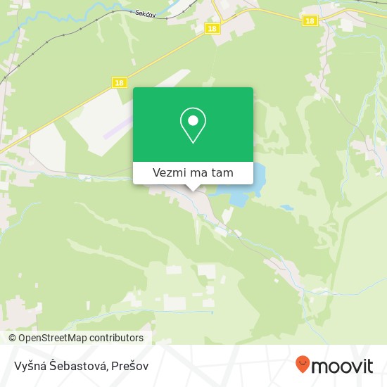 Vyšná Šebastová mapa