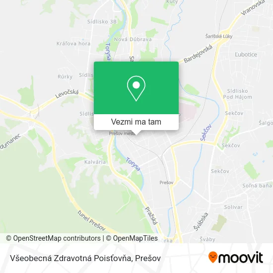 Všeobecná Zdravotná Poisťovňa mapa